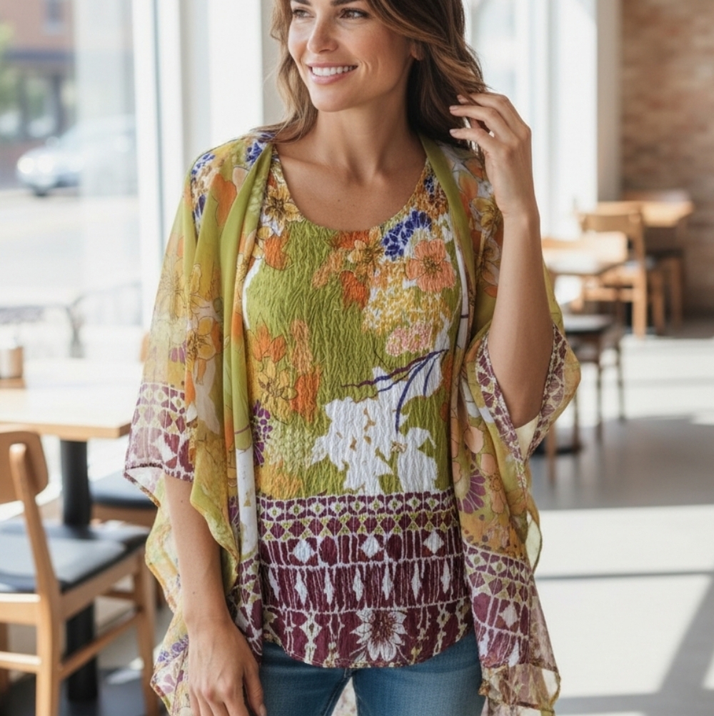Investments Floral 2 pc Top